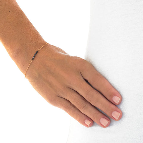 Crushed Black Diamond Bar Bracelet