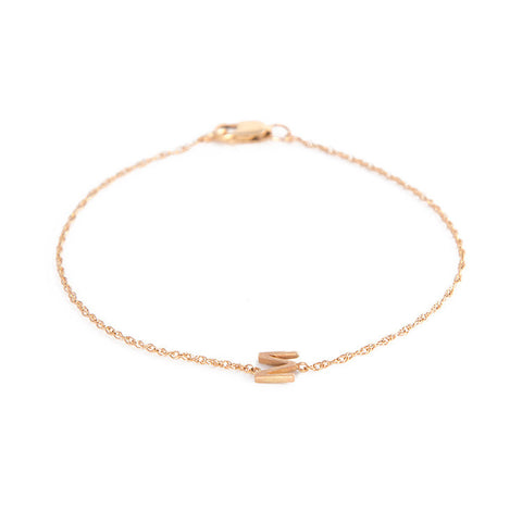Sideways Tiny Block Initial Bracelet