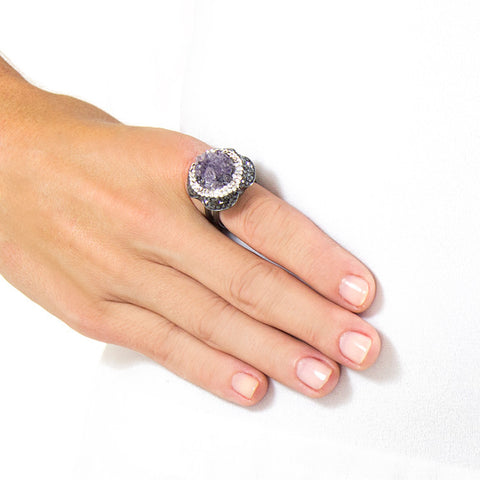 La Costa Amethyst Cocktail Ring on Model