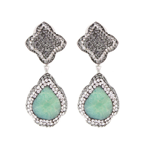 La Costa Green Opal Teardrop Shaped Earrings