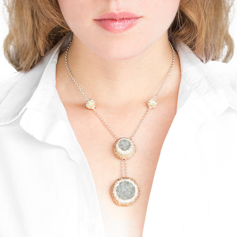 La Costa Green Quartz 2 Stone Necklace on Model