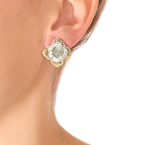 La Costa Green Quartz Petite Studs on Model