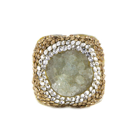 La Costa Green Quartz Square Cocktail Ring