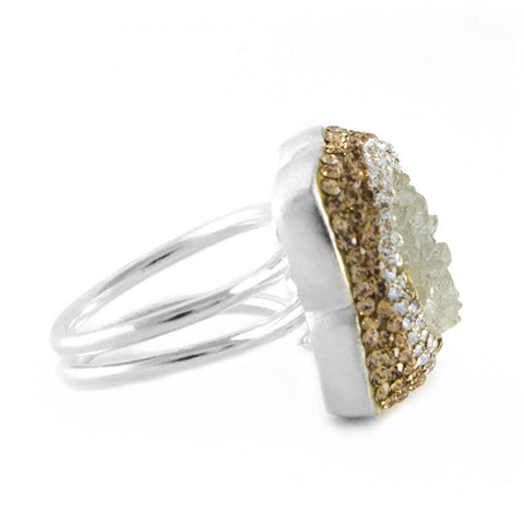 La Costa Green Quartz Square Cocktail Ring