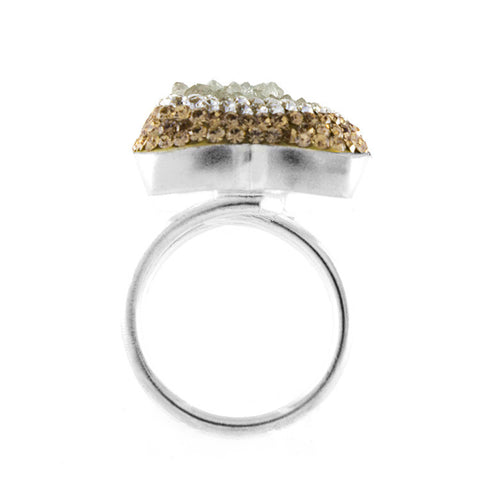 La Costa Green Quartz Square Cocktail Ring