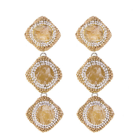 La Costa Orange Calcite 3 Tier Earrings