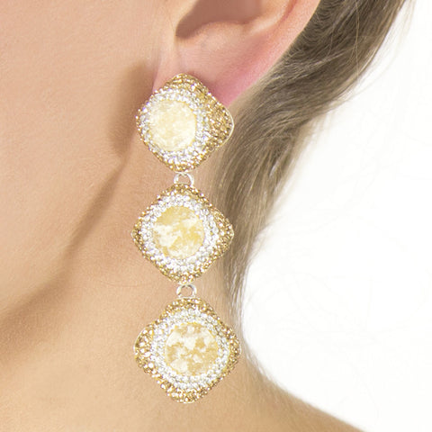 La Costa Orange Calcite 3 Tier Earrings on model