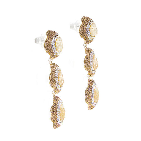 La Costa Orange Calcite 3 Tier Earrings