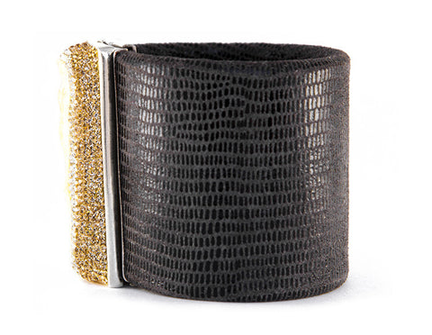 La Costa Orange Calcite Wide Leather Cuff