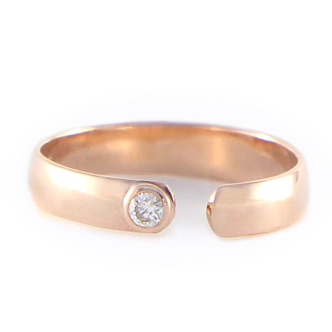 One Jewelry Open Rose Gold Knuckle Ring With Diamond