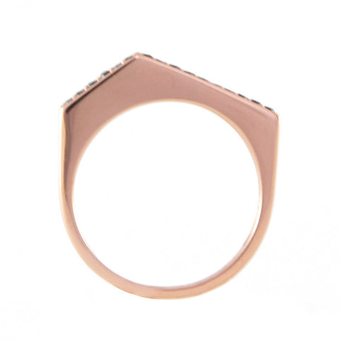 One Jewelry Rose Gold Angular Ring With Black Diamonds