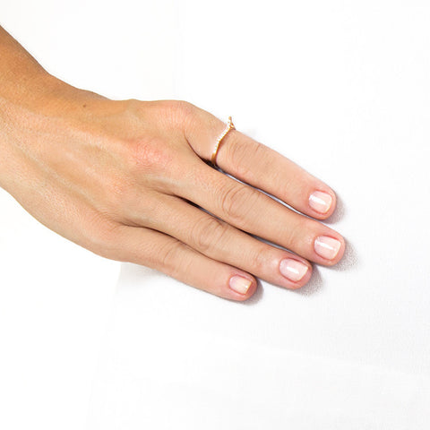 One Jewelry Rose Gold Architectural Spike Ring With Diamonds on model