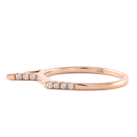 One Jewelry Rose Gold Architectural Spike Ring With Diamonds