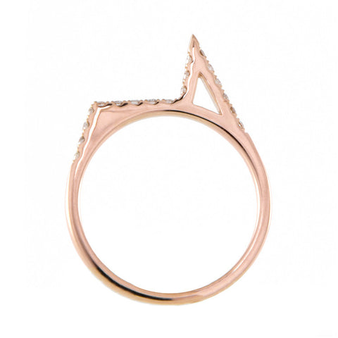 One Jewelry Rose Gold Architectural Spike Ring With Diamonds