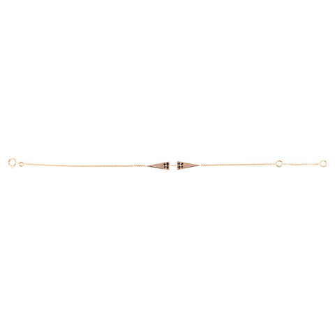 One Jewelry Rose Gold Triangle Bracelet With Black Diamonds