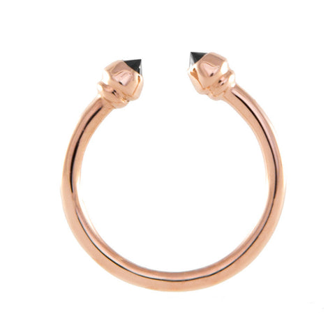 One Jewelry Open Rose Gold Ring With Pointed Black Diamonds