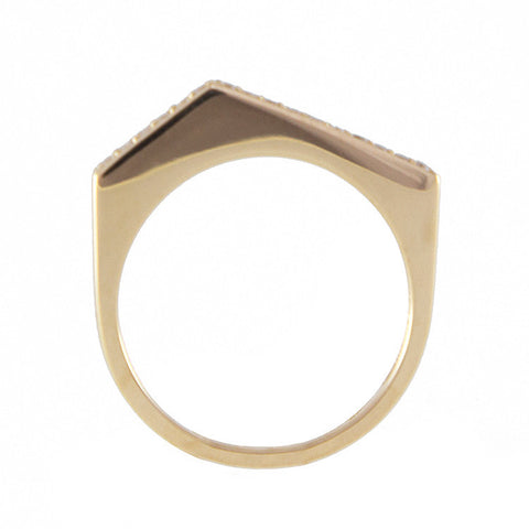 One Jewelry Yellow Gold Angular Ring With Diamonds