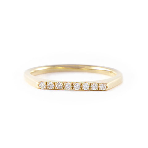 One Jewelry Yellow Gold Flat Top Ring With Diamonds