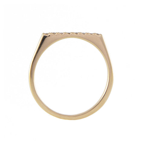 One Jewelry Yellow Gold Flat Top Ring With Diamonds