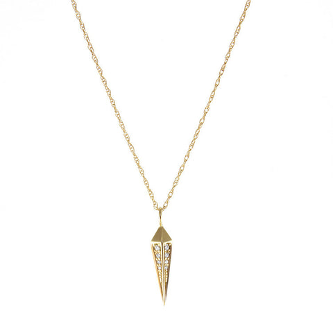 One Jewelry Yellow Gold Spear Necklace With Diamonds