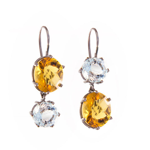 Roger Benatar Citrine and Aquamarine Statement Earrings