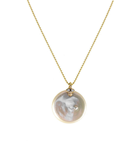 Roger Benatar Coin Pearl Necklace with Diamonds
