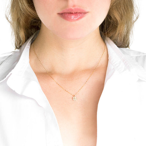 Roger Benatar Diamond Clover Necklace on model