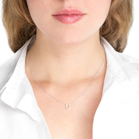 Roger Benatar Diamond Horseshoe Necklace on model