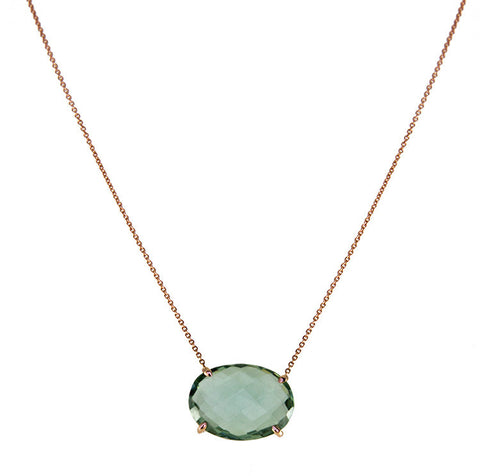 Roger Benatar Green Amethyst Necklace in Rose Gold