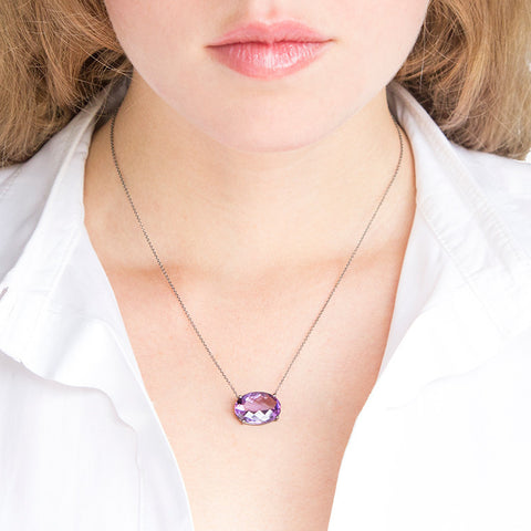 Roger Benatar Purple Amethyst Necklace on model