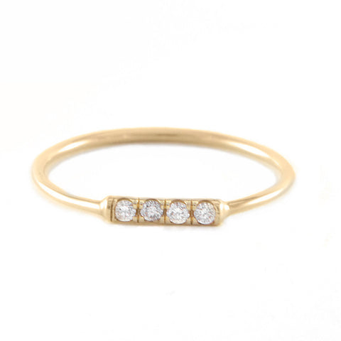 Roger Benatar Small Gold Ring with Four Diamonds