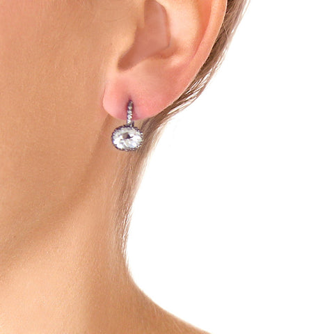 Roger Benatar White Topaz and Diamond Earrings on model