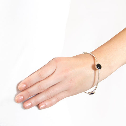 Sterling Silver Black Onyx Bangle