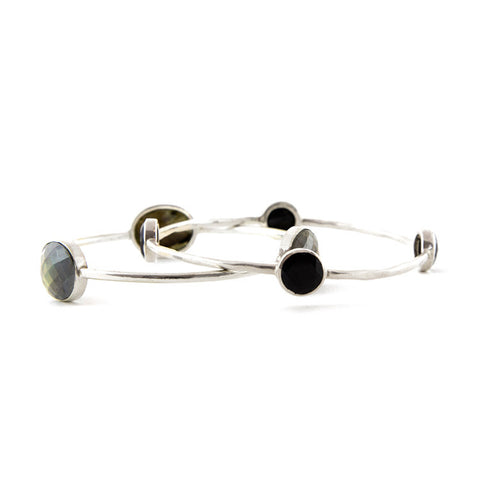 Sterling Silver Black Onyx Bangle