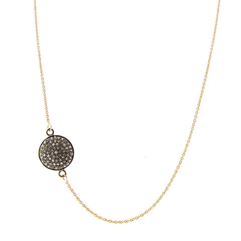 Sideways Diamond Disc Necklace