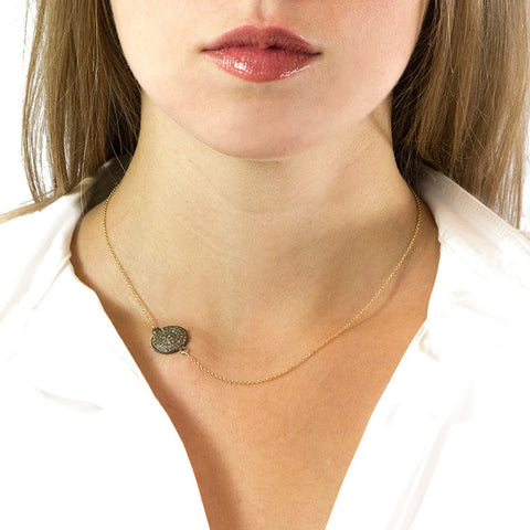 Sideways Diamond Disc Necklace