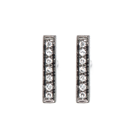 Black Bar Studs With Diamonds