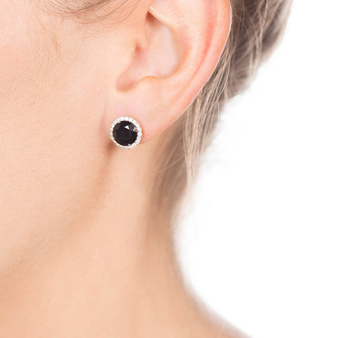 Black Onyx And Diamond Studs on Person