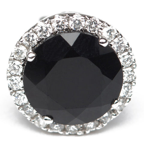 Black Onyx And Diamond Studs Close Up