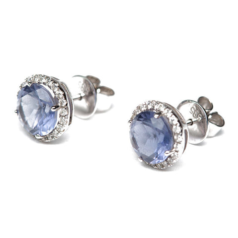 Lolite And Diamond Studs Side View