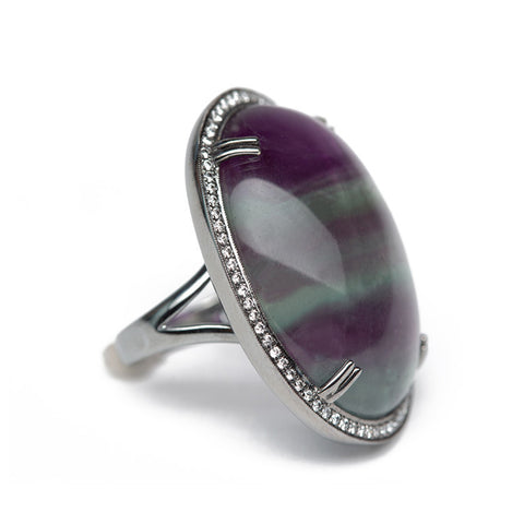 Purple Quartz And Diamond Cocktail Ring
