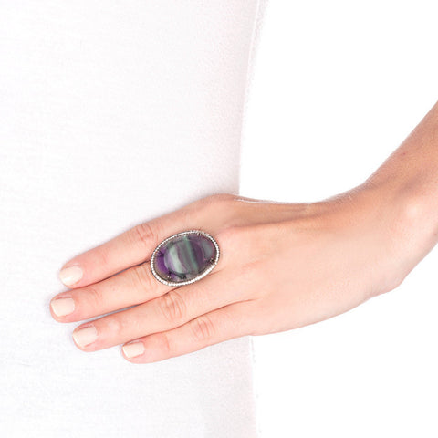 Purple Quartz And Diamond Cocktail Ring