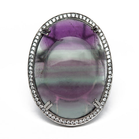 Purple Quartz And Diamond Cocktail Ring