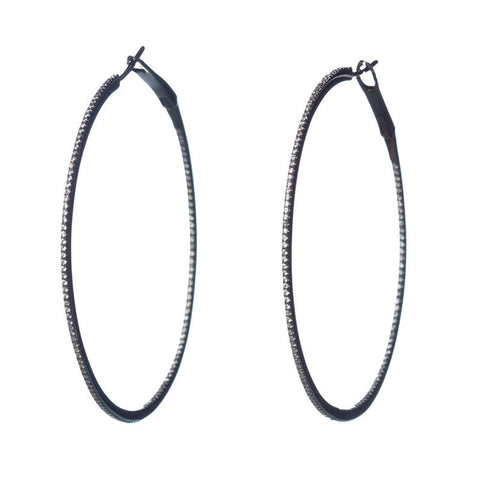 Black Rhodium Hoops with Diamonds