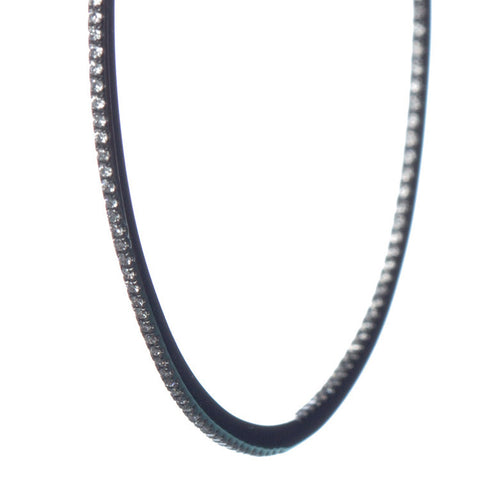 Black Rhodium Hoops with Diamonds Close Up