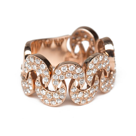 Diamond Moon Shaped Link Ring