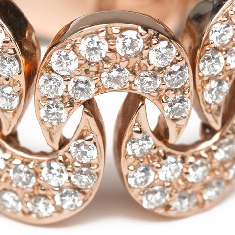 Diamond Moon Shaped Link Ring Close Up