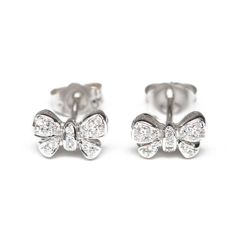 Diamond and White Gold Bow Studs