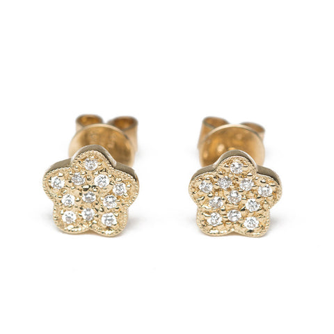 Gold Flower Diamond Studs
