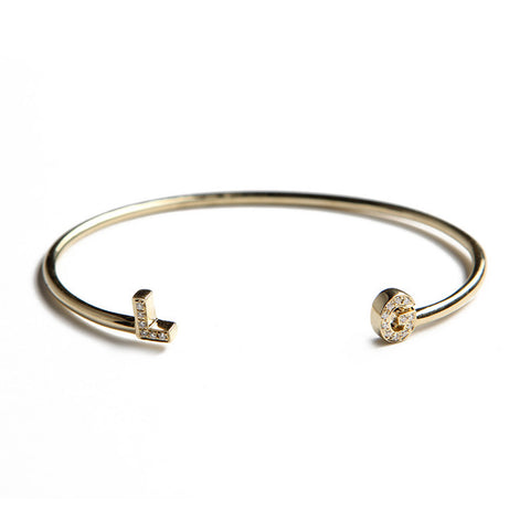 Diamond Initial Cuff